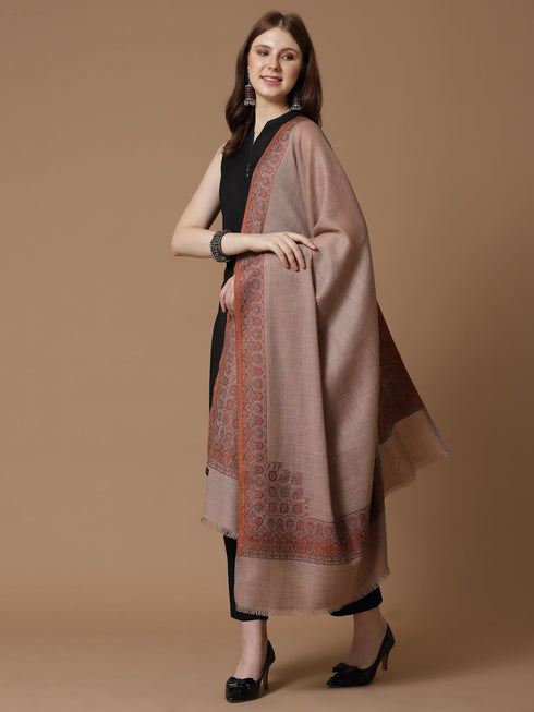 Women's Melange Kani Border Wool Shawl